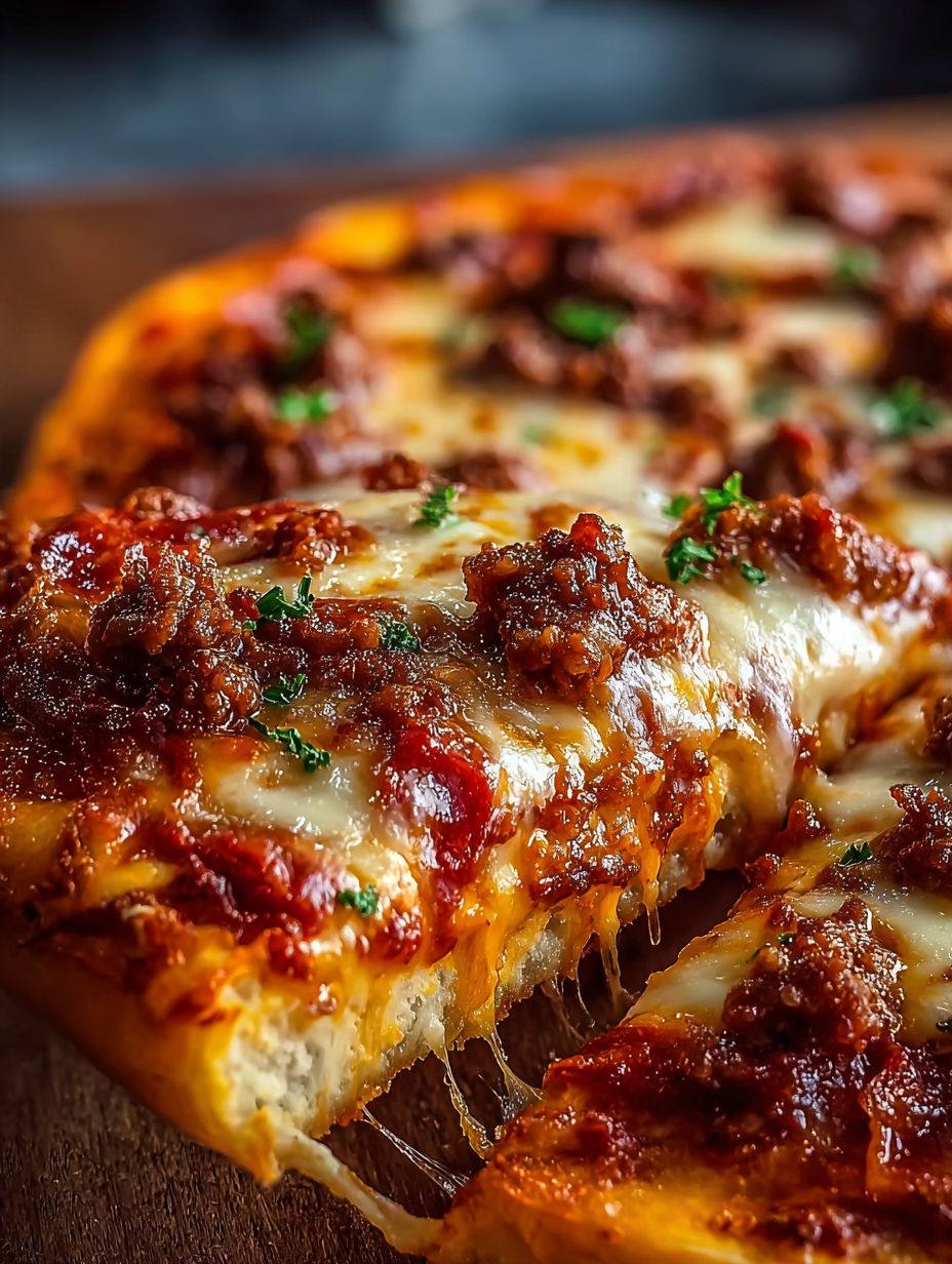 A slice of meat lovers pizza casserole.