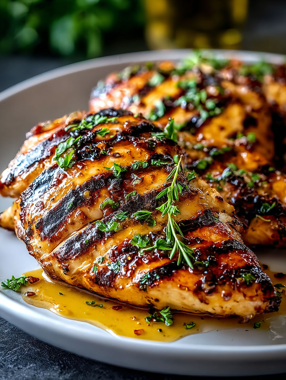 Honey mustard grilled chicken ready to eat.