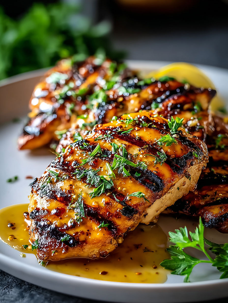Chicken grilled with honey mustard sauce.