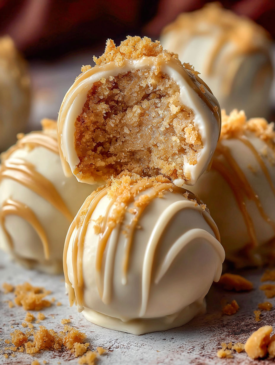 Close-up shot showing a cookie butter truffle