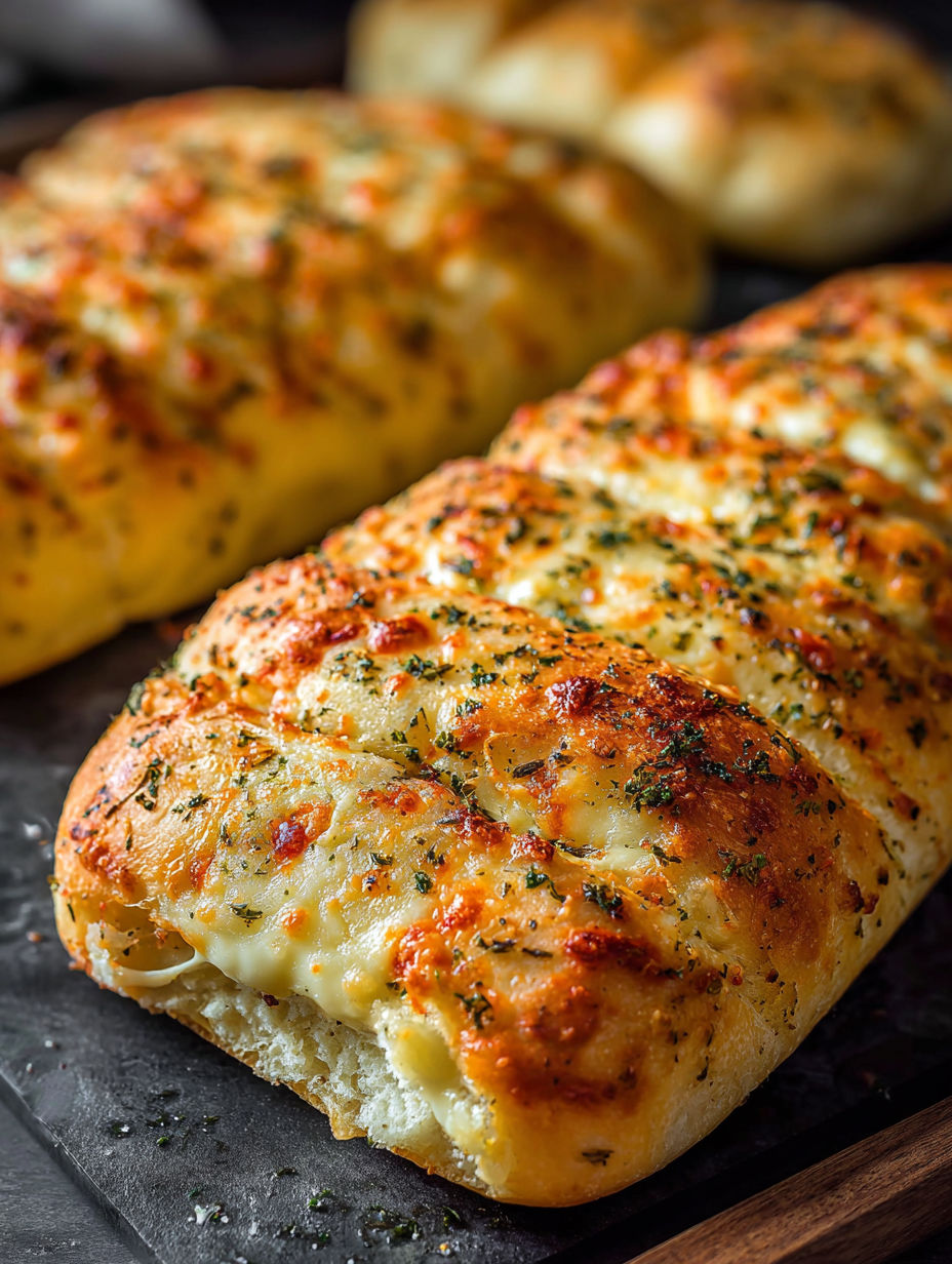 Fresh slice of herb and cheese Italian bread
