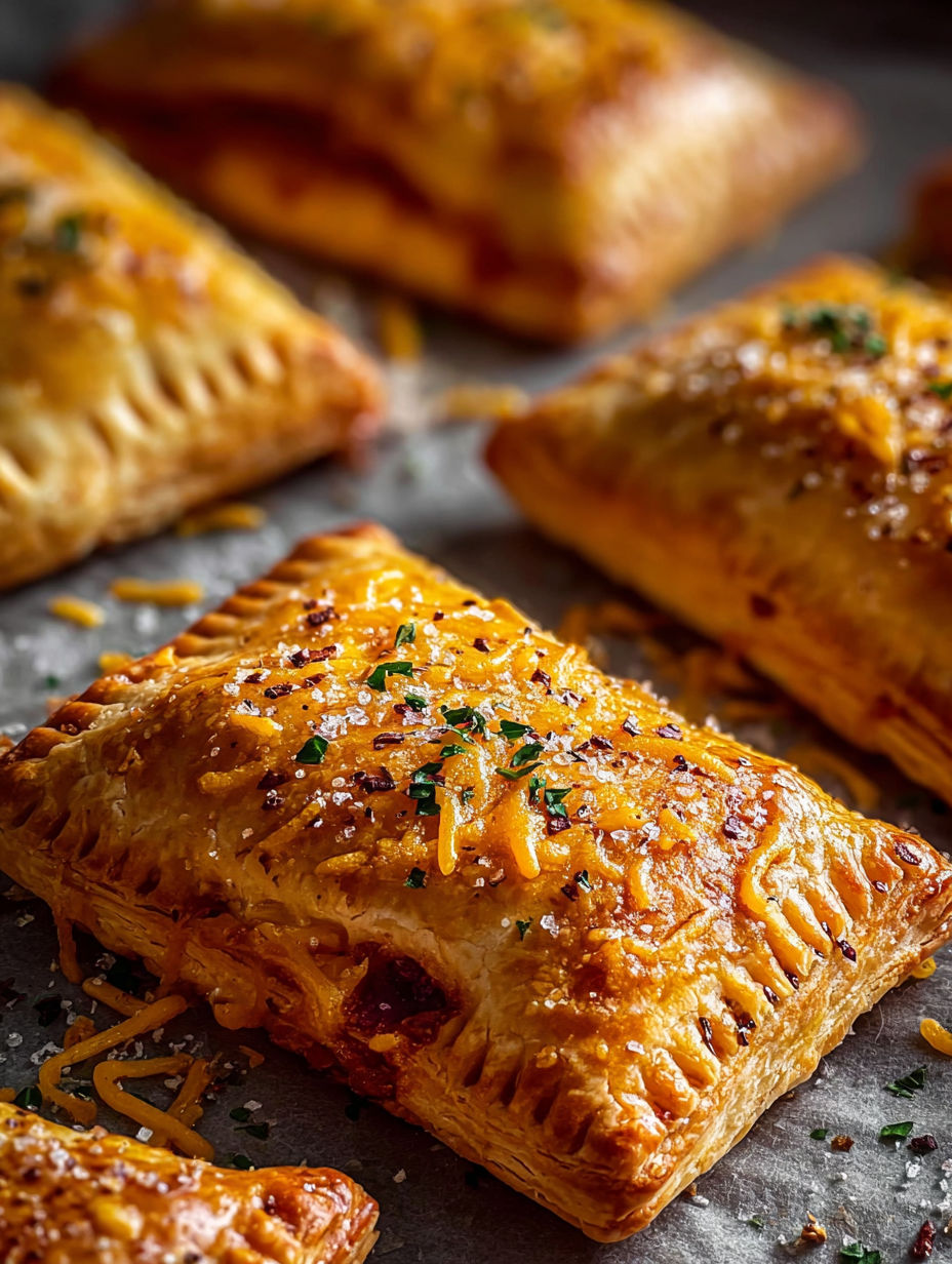 Cheesy savory breakfast pop-tarts with herbs.