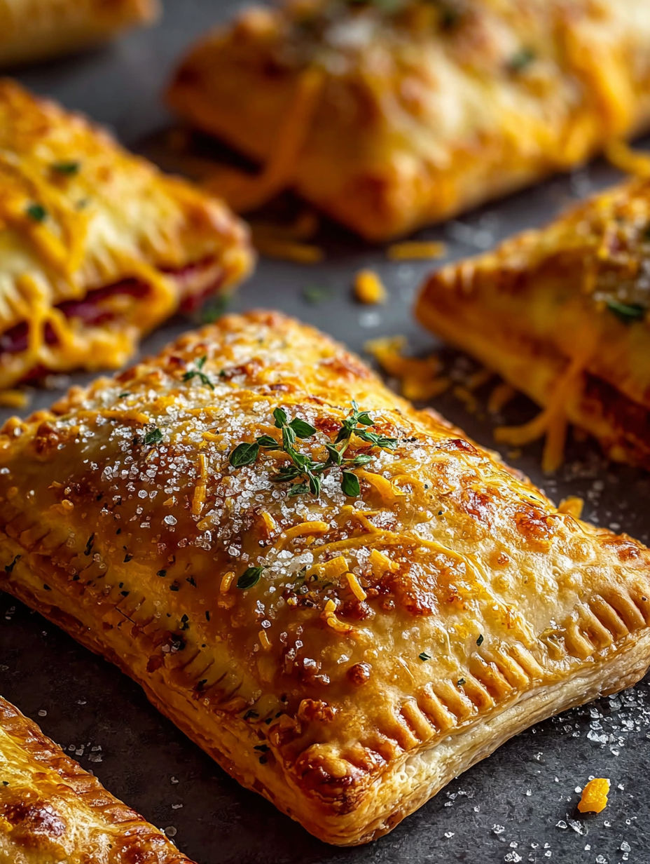 Savory breakfast pop tarts with cheese and herbs.