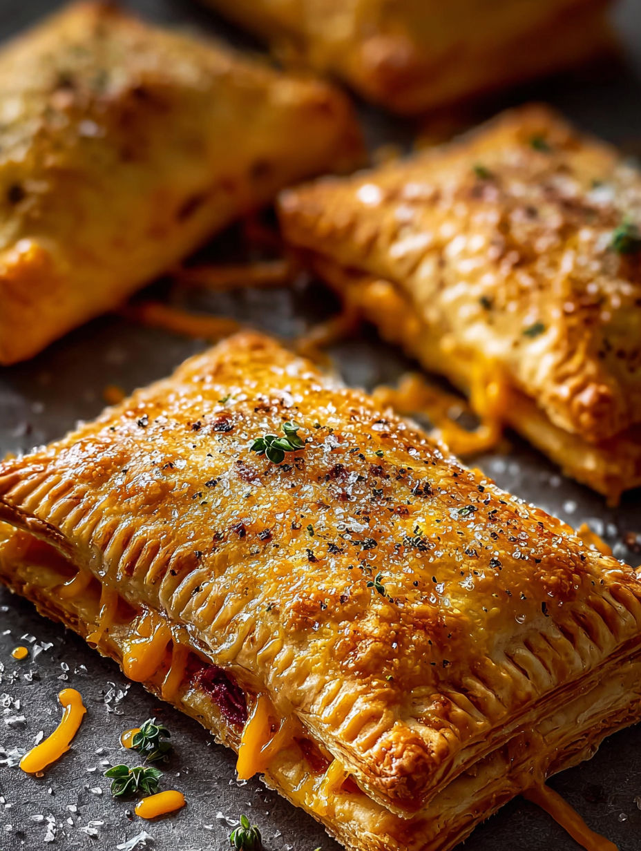 Savory breakfast pop tarts with cheese and herbs.