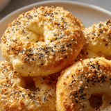 A plate of poppy seed bagels.