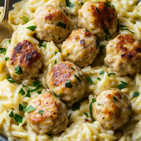 A bowl stuffed with pasta, chicken balls, and fresh greens.