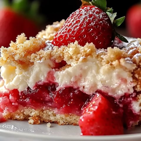A sweet slice topped with strawberries.