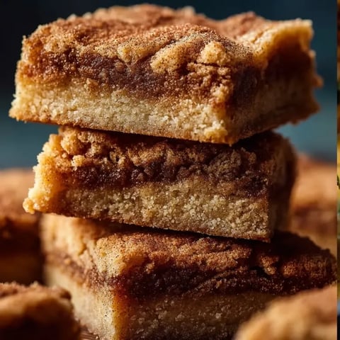 A stack of brownies with cinnamon.