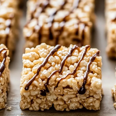 A close up of a candy bar with chocolate drizzled on top.