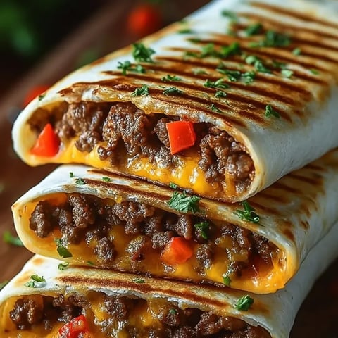 A burrito with meat and cheese.