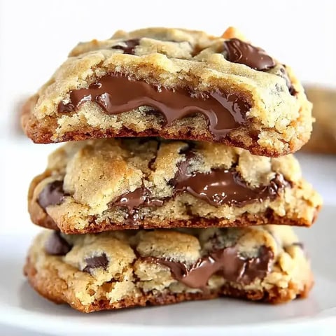 Chocolate chip cookies with chocolate drizzle.