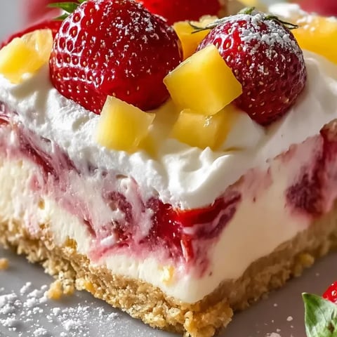 Tropical No-Bake Strawberry Split Cake