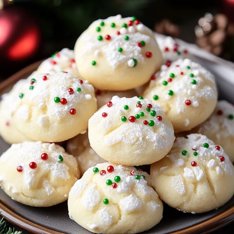 Green and red sprinkled cookies on a plate.