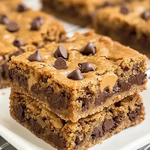 A square of chocolate cake with chocolate chips.