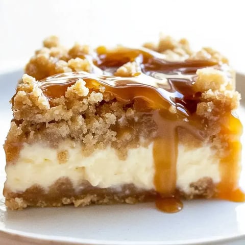 A slice of pie with caramel sauce.