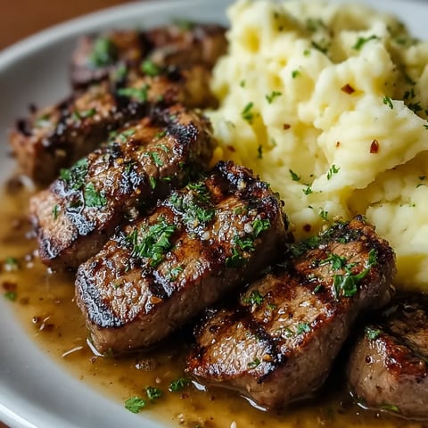 A plate of meat and potatoes.