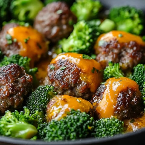 A plate of meatballs with broccoli.