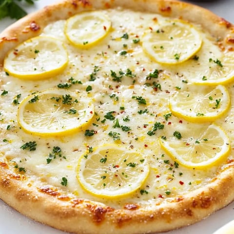 A pizza with lemon slices on top.