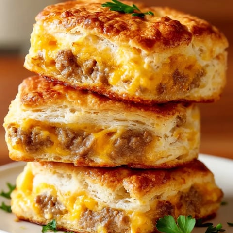 A stack of three cheesy biscuits.