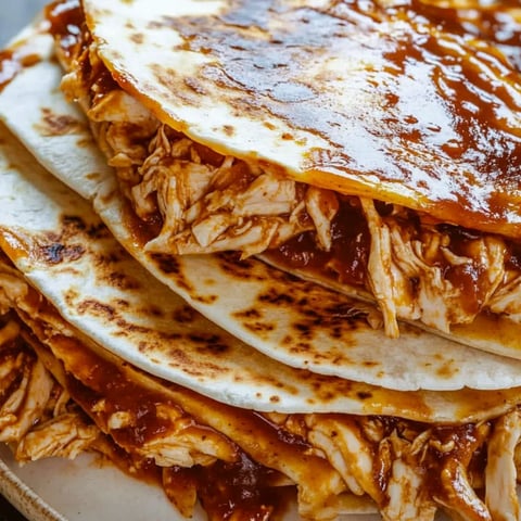 A pile of chicken quesadilla slices with a side of dipping sauce.