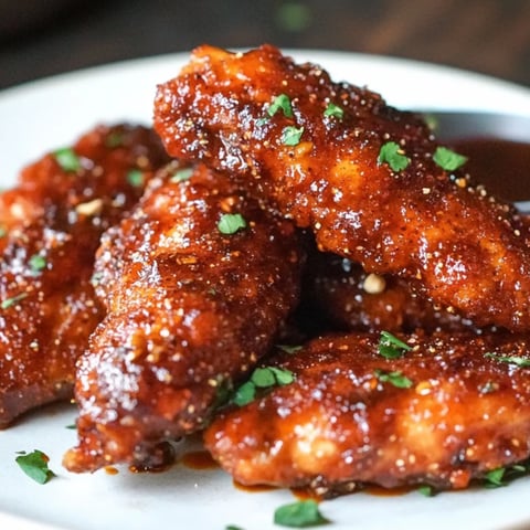 A plate of barbecue chicken wings.