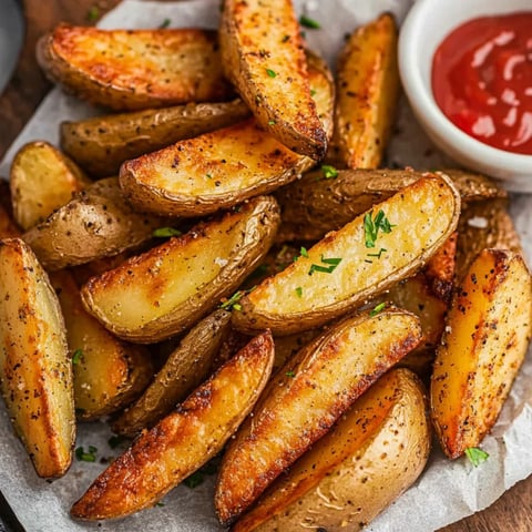 Fries on a plate with ketchup on the side