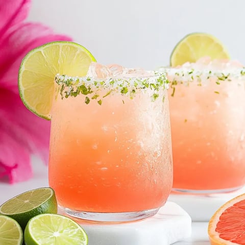 Lime wedges next to two glasses of pinkish drink.