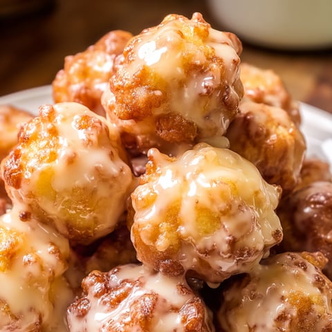 A plate filled with shiny glazed doughnut bites.