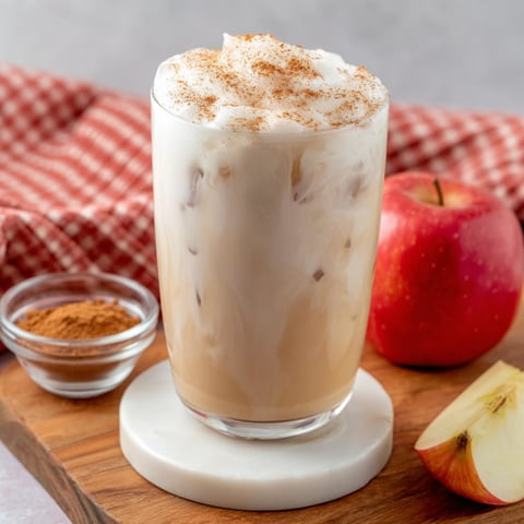 A glass of milk with cinnamon on top.