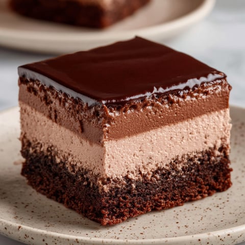 A single slice of chocolate cake sits on a plate.
