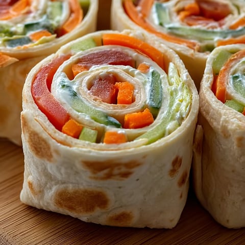 A plate filled with tortilla roll ups, bright veggies peeking out, and a carrot plus tomato alongside.