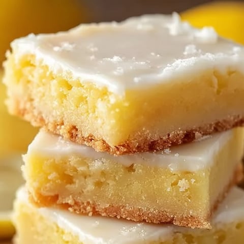 Stack of three lemony bars on each other.