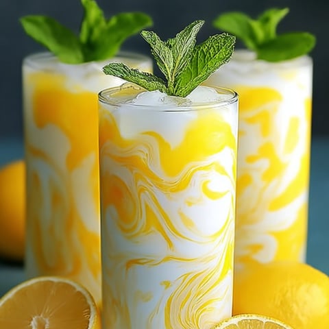 A tall cup filled with tangy lemonade and topped with a lemon round.
