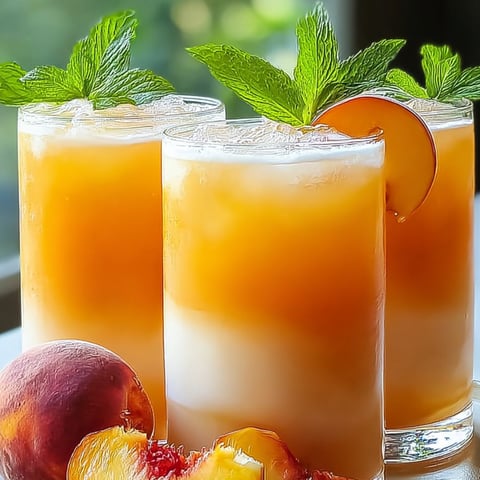 Orange-colored drinks in two glasses, each with fresh mint on top.