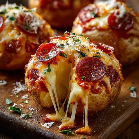 Cheesy pepperoni-filled snacks on a plate.
