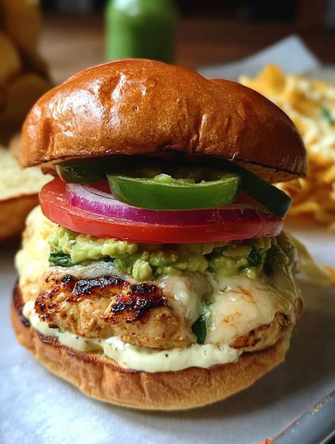 A jalapeño pepper jack chicken sandwich.