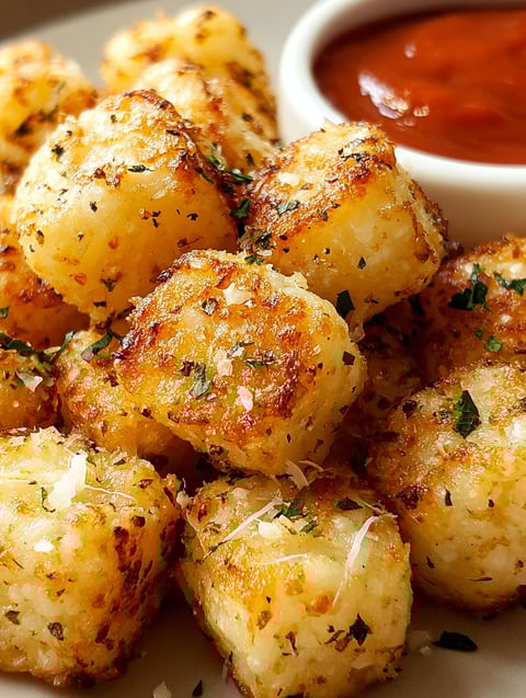 A plate of Parmesan bread bites.