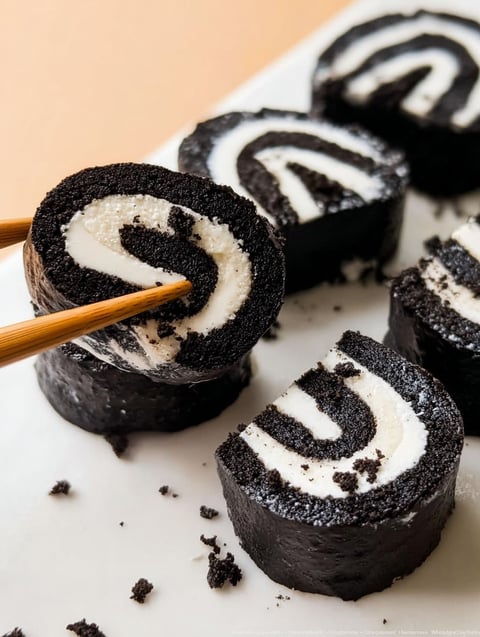 A plate of Oreo cookie rolls.
