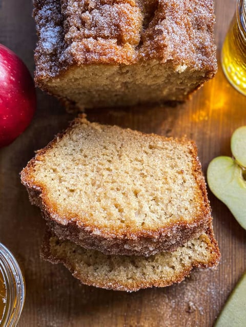 A stack of apple cider donuts on a table.