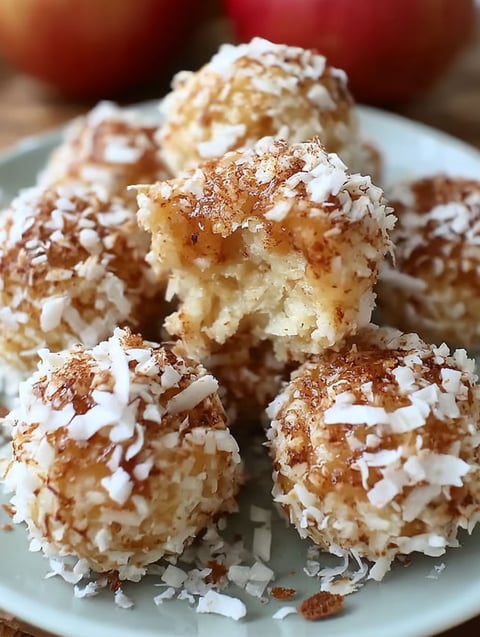 Cinnamon apple cottage cheese bites on a plate.