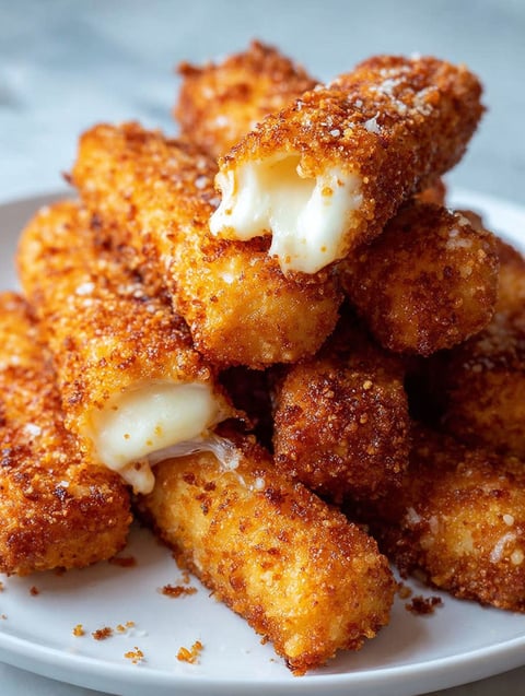 Bowl piled with mozzarella sticks.
