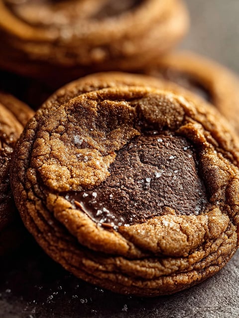 Close-up shot of a brown butter cinnamon cookie.