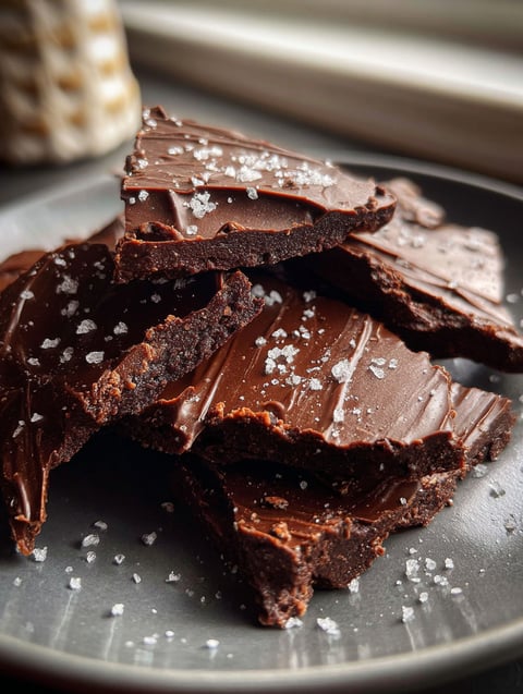 A plate of fudgy protein brownie bark.